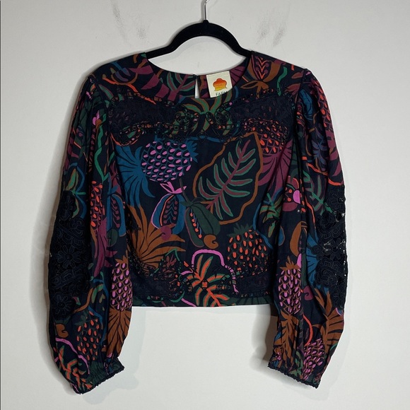 FARM Rio | Women’s Frutis Dream Puff Sleeve Blouse Size Large - Picture 2 of 8